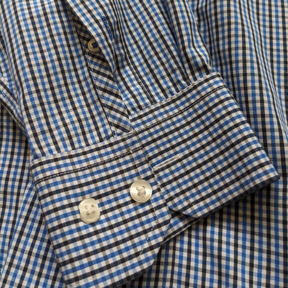GAP Blue Gingham Men's Large Dress Shirt - Picture 2 of 5